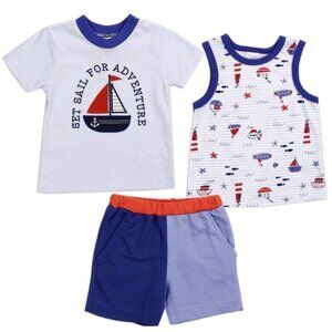 BON BEBE Boys Infant 3-Piece Short Set  T-Shirt, Tank Top, and Shorts